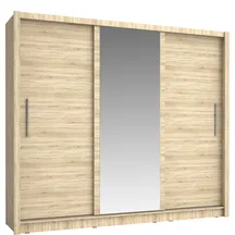 Szafa przesuwna 3D BAKU z lustrem 248 cm Dąb Sonoma Podstawowe