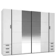 Szafa 2D+2D przesuwna 270 cm STORE z lustrem i szufladami Biały / Czarny Podstawowe