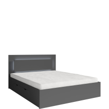 Łóżko 160 x 200 z szufladami i oświetleniem FINO SZARY GRAFIT Podstawowe