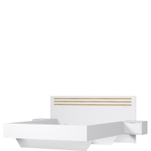 Łóżko 180 x 200 z 2 stolikami nocnymi Biały / Dąb Artisan FLORENCJA Podstawowe