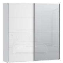 Szafa 2-drzwiowa z lustrem 200 cm SSQS32414-C04 Biały / Biały Połysk SOPHISTISPACE/SD3 Podstawowe