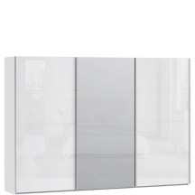 Szafa 2-drzwiowa z lustrem 300 cm SSQS23412-C04 Biały / Biały Połysk SOPHISTISPACE/SD3 Podstawowe