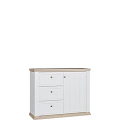 Komoda w stylu prowansalskim 1 drzwi 3 szuflady PNTK226L-Q214 Biała PONTYPOOL Podstawowe