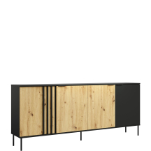Komoda 220 cm Czarny / Dąb Artisan RIMINI CZARNY / DĄB ARTISAN Podstawowe