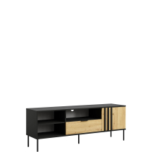 Szafka RTV 160 cm Czarny / Dąb Artisan RIMINI CZARNY / DĄB ARTISAN Podstawowe