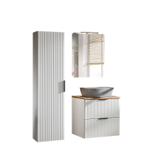 Meble łazienkowe z umywalką nablatową szafką wysoką i lustrem 60 cm ADEL WHITE Podstawowe