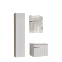Zestaw do łazienki 60 cm z umywalką szafką wysoką i lustrem ICONIC WHITE Podstawowe