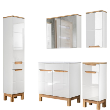 Zestaw mebli łazienkowych Bali 80 cm umywalka szafka wysoka szafka z lustrem BALI WHITE Podstawowe