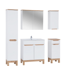 Zestaw mebli łazienkowych biały połysk 80 cm z koszem na pranie BALI WHITE Podstawowe