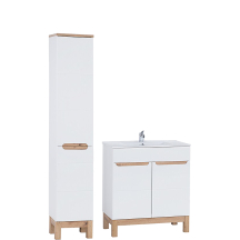Zestaw mebli łazienkowych biały połysk 80 cm umywalka szafka wysoka BALI WHITE Podstawowe