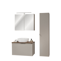 Zestaw wiszących mebli do łazienki 80 cm umywalka szafka wysoka lustro SANTA FE BLACK Podstawowe