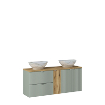 Zestaw szafek łazienkowych 140 cm dwie umywalki zieleń LINE REED GREEN Podstawowe