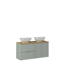 Zestaw szafek do łazienki 120 cm z umywalkami nablatowymi LINE REED GREEN Podstawowe