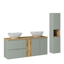 Zestaw mebli łazienkowych z umywalką 140 cm frezowany LINE REED GREEN Podstawowe