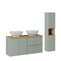 Zestaw mebli łazienkowych z umywalką 120 cm frezowany LINE REED GREEN Podstawowe