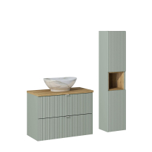 Zestaw mebli łazienkowych z umywalką 80 cm frezowany LINE REED GREEN Podstawowe
