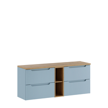 Zestaw szafek łazienkowych wiszący 140 cm z blatem Niebieski Denim NOVA DENIM Podstawowe
