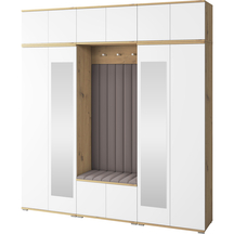 Duży zestaw do przedpokoju 210 cm SEVILLA 10 Dąb Artisan / Biały Mat Podstawowe