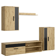 Meblościanka do salonu BENSON zestaw mebli 190 cm dąb artisan / czarny Podstawowe