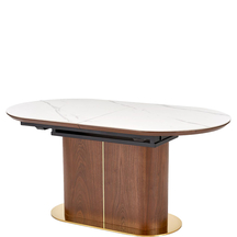 GIBSON stół rozkładany 160-220x90x76 biały marmur / orzech / złoty Podstawowe
