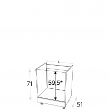 Szafka dolna stojąca pod zabudowę piekarnika i płyty grzewczej DP... KAMMONO F4 Szkic