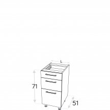 Szafka dolna stojąca 3 szuflady DS.../3 KAMMONO F4 Szkic