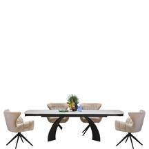 Stół rozkładany VITRUS 180-260x90x76 cm z krzesłami K-595 beż Podstawowe