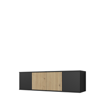 Szafka RTV ROSS 140 cm wisząca Dąb Artisan / Czarny Mat Podstawowe (1)
