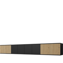 Szafka RTV ROSS 280 cm wisząca Dąb Artisan / Czarny Mat Podstawowe