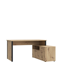Biurko z komodą 140x70 T2KB231L-M625 Dąb Artisan / Czarny ARCHBOX Podstawowe