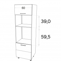 Szafka dolna wysoka słupek pod zabudowę piekarnika i mikrofali 2 drzwi 60 cm SPM60 KAMMONO P4 Szkic