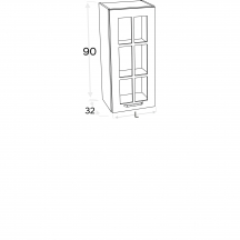 Szafka górna wisząca 1 drzwi witryna Prawa WW… .1/90 KAMMONO F4 Szkic