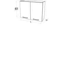 Szafka górna wisząca z suszarką 2 drzwi WS.../61 KAMMONO F4 Szkic