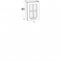 Szafka górna wisząca 1 drzwi witryna Prawa WW… .1/61 KAMMONO F4 Szkic