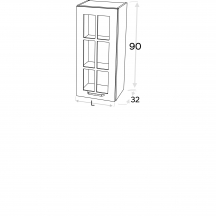Szafka górna wisząca 1 drzwi witryna Lewa WW… .1/90 KAMMONO F4 Szkic