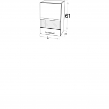 Szafka górna wisząca 1 drzwi witryna Lewa WW… .1/61 KAMMONO P4 Szkic