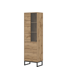 Witryna 2D wysoka szklana loft do salonu Dąb Wotan 24N0OZ05 TYP-05 LOFT Podstawowe