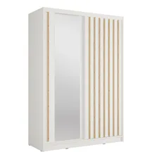 Szafa przesuwna 2D ALUNA z lustrem 155 cm Biały / Dąb Artisan Podstawowe