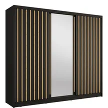Szafa przesuwna 3D ALUNA z lustrem 250 cm Czarny Onyx / Dąb Artisan Podstawowe