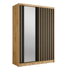 Szafa przesuwna 2D ALUNA z lustrem 155 cm Dąb Artisan / Czarny Onyx Podstawowe