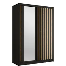 Szafa przesuwna 2D ALUNA z lustrem 155 cm Czarny Onyx / Dąb Artisan Podstawowe