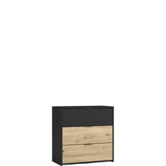 Komoda 3 szuflady Czarny Grafit / Dąb Artisan UPSALA Podstawowe