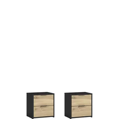Szafki nocne 45 cm 2 szt Czarny Grafit / Dąb Artisan UPSALA Podstawowe