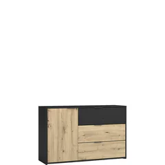 Komoda 125 cm Czarny Grafit / Dąb Artisan UPSALA Podstawowe