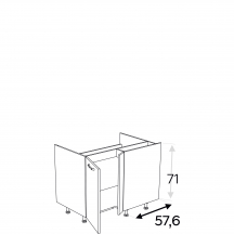 Szafka dolna stojąca narożna pod zlewozmywak 2 drzwi 100 x 70 cm Prawa DRZ100x70 KAMMONO P4 Szkic