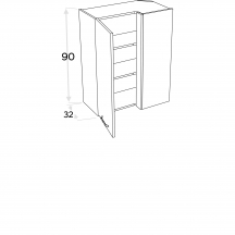 Szafka górna wisząca narożna 2 drzwi WRP70x40/90 KAMMONO F4 Szkic