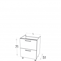 Szafka dolna stojąca 2 szuflady o zwiększonej wytrzymałości DSS.../2PŁ KAMMONO P4 Szkic