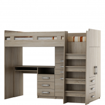 Łóżko piętrowe PTR z szafą i biurkiem Podstawowe