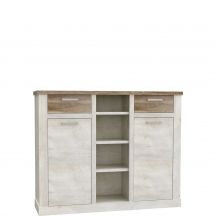 Komoda z regałem DURK331-T75 Pinia Biała / Dąb Antyczny DURO Podstawowe