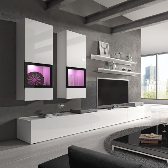 Meblościanka do salonu Biały Połysk 2497BM10 TYP-10 BAROS Podstawowe